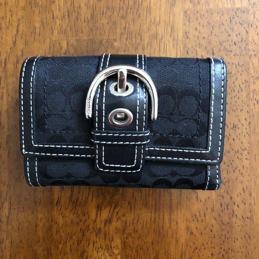 Coach black small wallet with signature C design